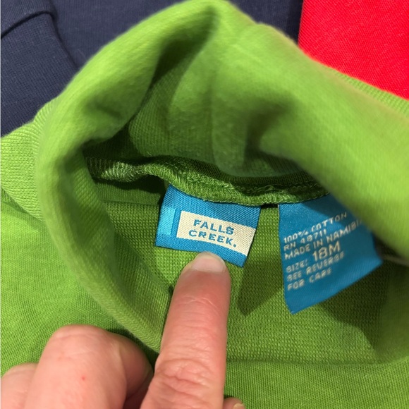 Falls Creek Kids Long Sleeve Turtleneck - Red, Green, and Blue - Picture 4 of 4